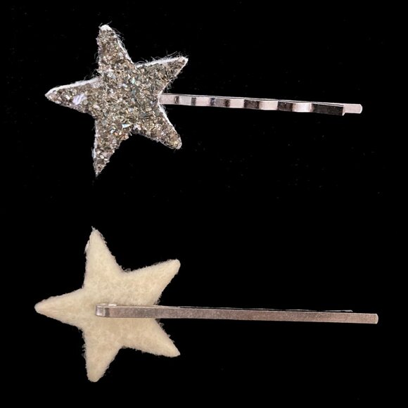 UNUSED Sterling + VTG Glass STAR Hair Clips Ornaments  Catbird Sue Eggen Ltd Ed - Picture 5 of 7